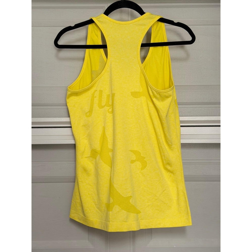 Oiselle Flyte Tank Top Women Large Yellow Bird Graphic Racerback Running Gym EUC - Picture 3 of 6